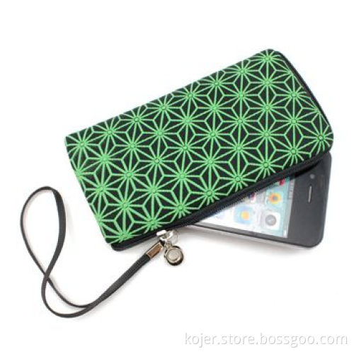 Green Velvet Zipper Pouch for iPhone 4, with Lanyard, Comes in Various Beautiful Patterns